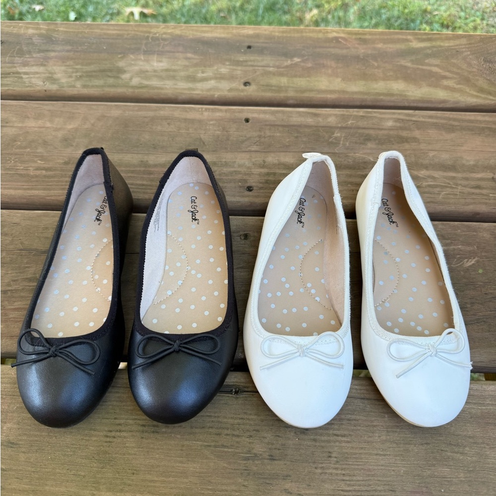 Black & White Pair Ballet Flats with Bow